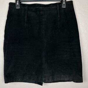 VTG Cosa Nova Black Suede‎ Leather Skirt Pencil Style Career Office Women's